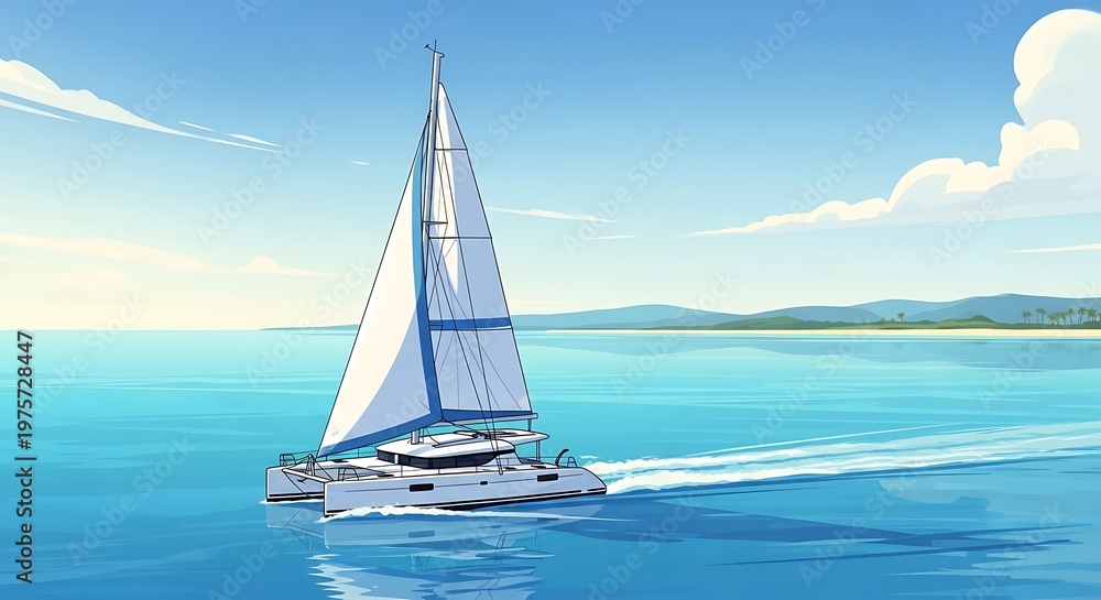 Fototapeta premium Sailboat on ocean.