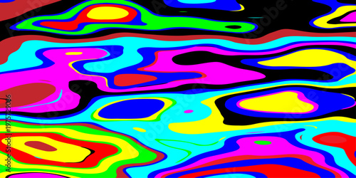 abstract contours and hypnotic fluid patterns vibrant psychedelic liquid waves flowing through a surreal neon dreamscape with dynamic