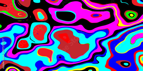 abstract contours and hypnotic fluid patterns vibrant psychedelic liquid waves flowing through a surreal neon dreamscape with dynamic