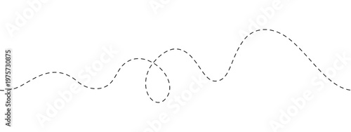 Minimal dashed curved line with smooth flowing path, seamless abstract doodle divider for modern clean layouts