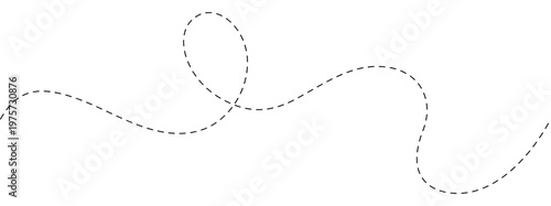 Playful dashed looping curve line with smooth flow, seamless abstract doodle path for decorative and creative use