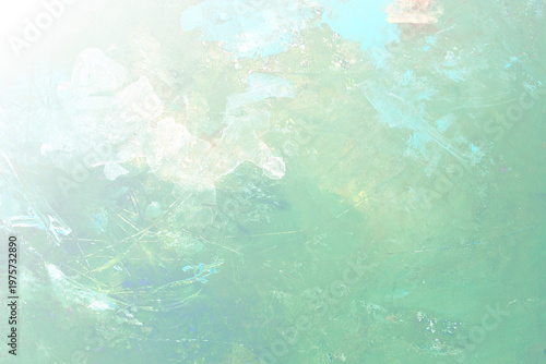 ガサガサ油彩テクスチャ グリーングラデ 背景素材 春 初 抽象 絵の具