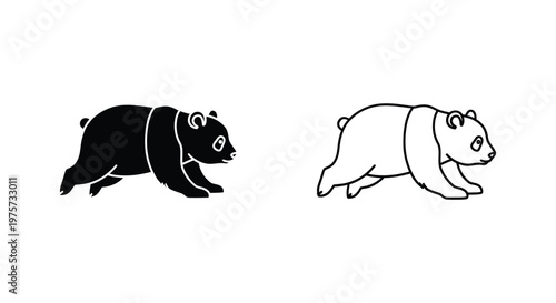 PandaBearSilhouetteComparisonArtisticDesigns Vector