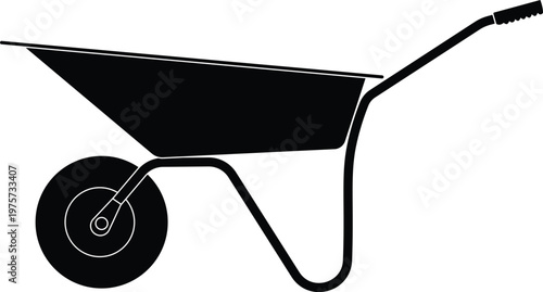 silhouette of a wheelbarrow side view isolated on a white background