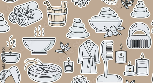 Spa and wellness products icons set.