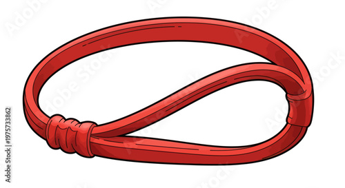 Red Rubber Band Stretched Looped Elastic.