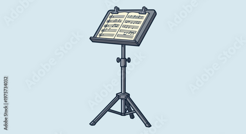 Music stand with sheet music.