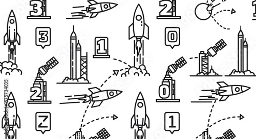 Rockets launching into the sky.