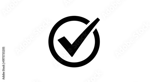 Black check mark icon inside circle signifying approval and agreement