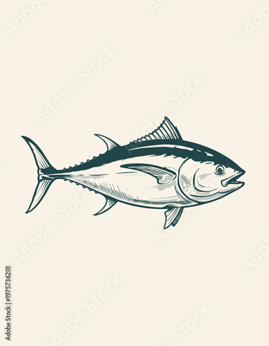 Vintage Tuna Fish Illustration for Seafood Design