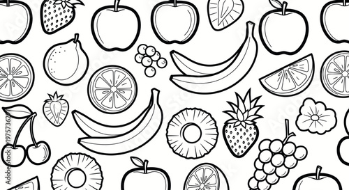 Colorful illustration of various fruits.