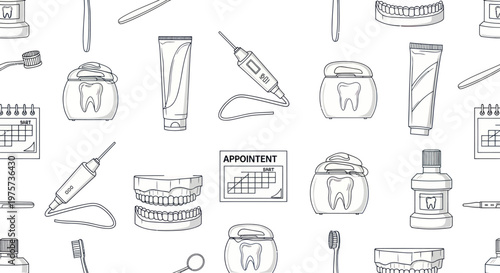 Dental care tools and hygiene products.
