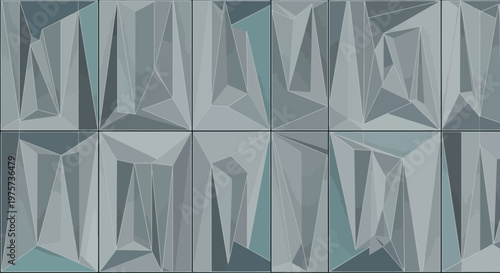 Gray metallic 3D panel design.