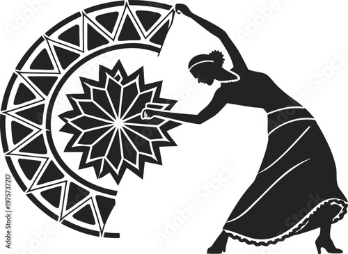 Flamenco Dancer Silhouette Icon – Traditional Spanish Dance Culture Symbol