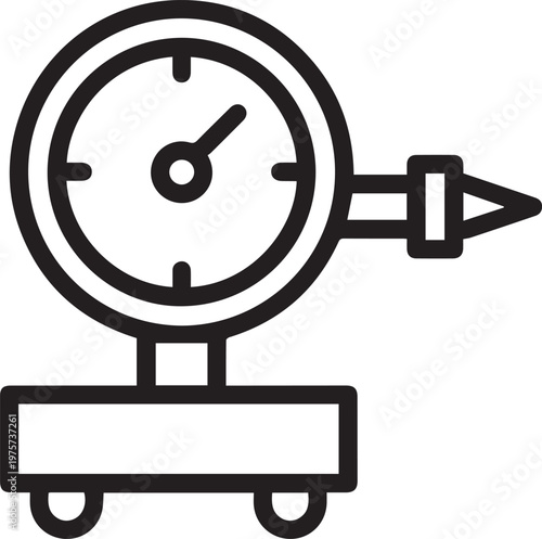 Premium Black & White Chassis Alignment Gauge with Magnetic Base Vector Icon for Automotive Diagnostics, Vehicle Alignment Tools, Mechanic Workshops, Auto Repair Guides, Suspension Systems