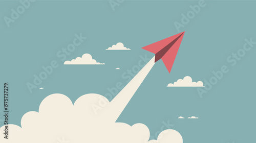 Paper airplane flying upward ambition logo minimalist vector illustration simple business growth concept success direction startup vision clean modern design