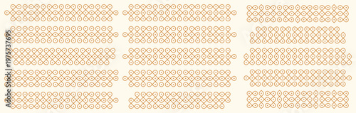 Set of pulli kolam geometric seamless editable pattern. Design for print, decor frame, package, banner, cards.