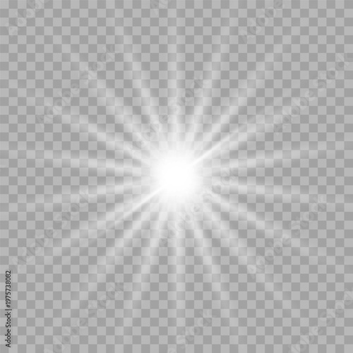 Bright white starburst with bold black radial rays isolated on transparent background