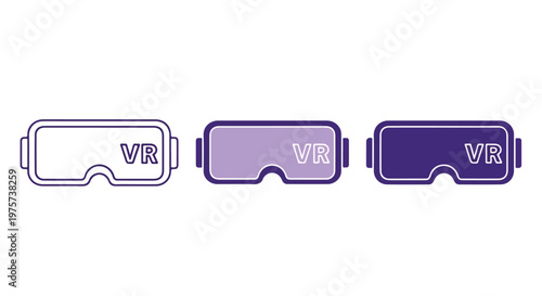 Set of three modern VR goggles with sleek design and adjustable head straps for immersive virtual reality experiences