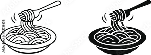 Honey dripping from fork and into bowl black and white illustration set