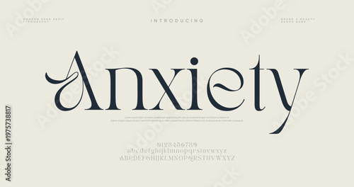 Anxiety Concept with Dark Blue Text on Beige Background