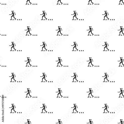 Person inline skating through cones forming a repeating pattern on white