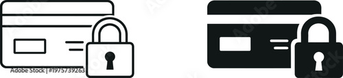 Credit card security icons two variations depicting protection and financial safety