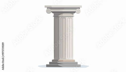 Elegant classical column illustration, featuring a detailed capital and fluted shaft, symbolizing strength and historical architectural heritage for decorative projects