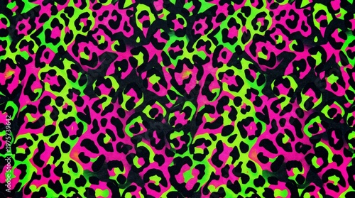 Vibrant neon leopard print texture for fashion and design