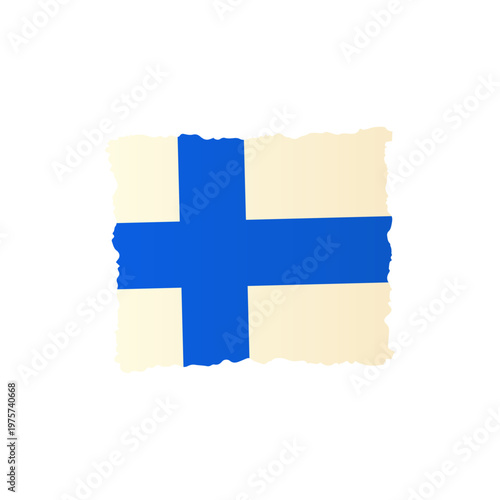 Flag of Finland Hand Drawn Vector Illustration Stylized Finnish National Symbol Isolated on White Background