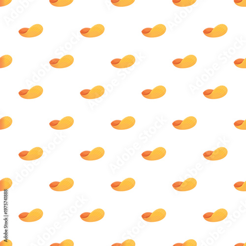 Crispy potato chips arranged in a repeating pattern over a white background