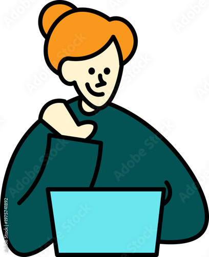 woman brainstorming partnership on laptop