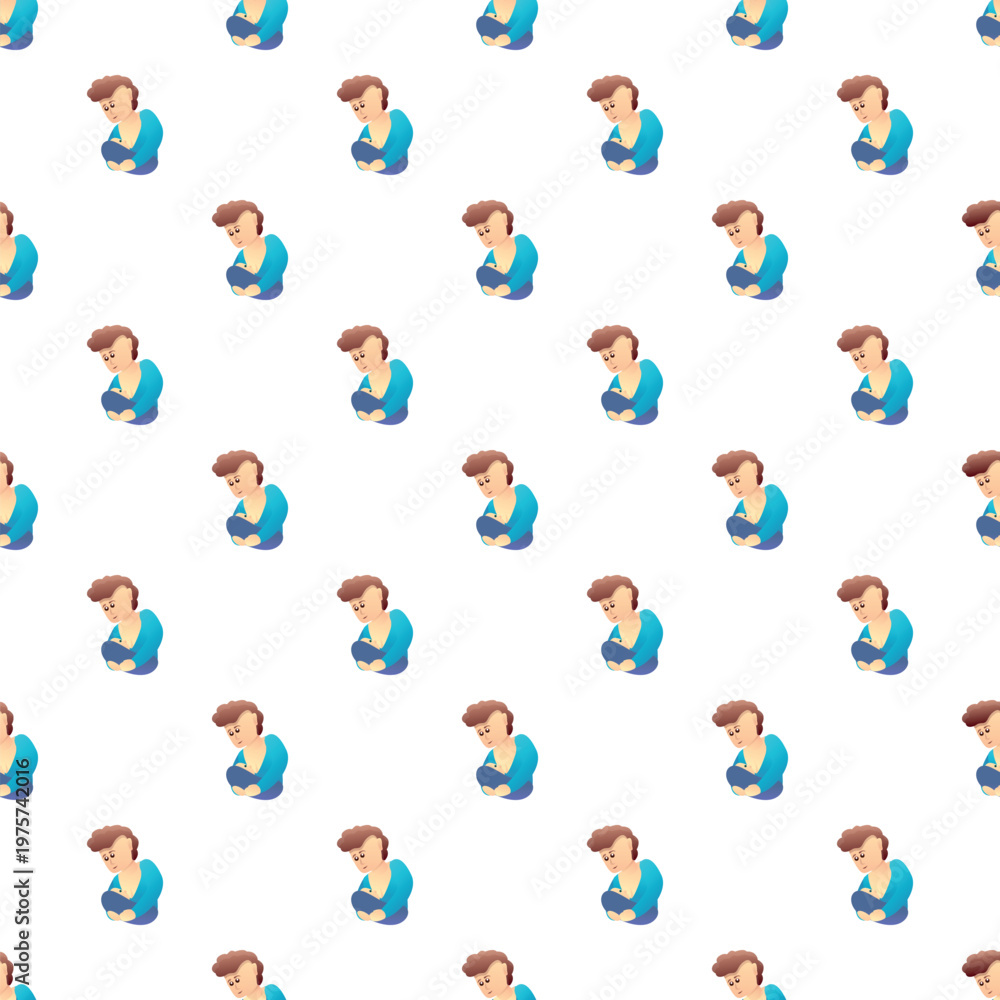 Fototapeta premium Mother breastfeeding baby seamless pattern illustration