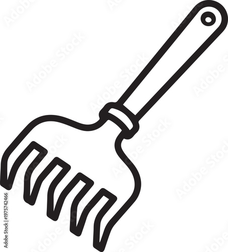 Premium High-Resolution Aquarium Gravel Rake with Tines Vector Icon for Fish Tank Maintenance, Aquascaping Design, Pet Care Guides, Marine Biology Infographics, DIY Aquarium Setup