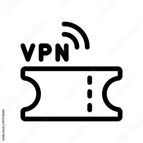 Secure VPN E-Ticket Wireless Connection Outline Graphic Symbol