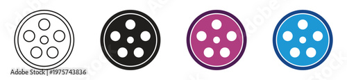 Film reel icon set. Vector illustration.