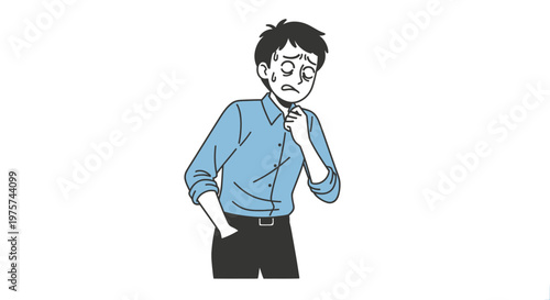 Concerned man graphic on white background