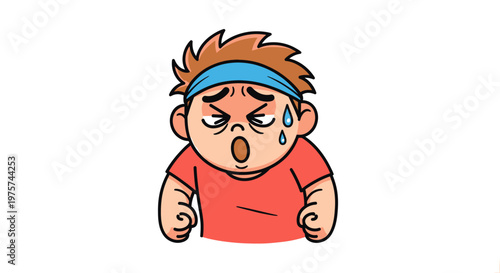 Exhausted person cartoon sweat running tired