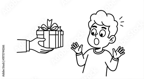 Gift handover illustration person receiving present surprise concept