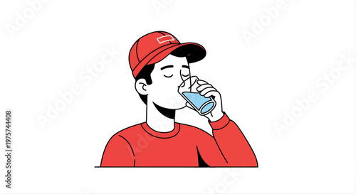 Person drinking water illustration refreshment hydration