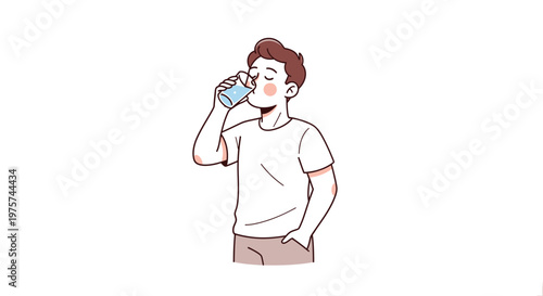 Person drinking water illustration refreshment health hydration concept