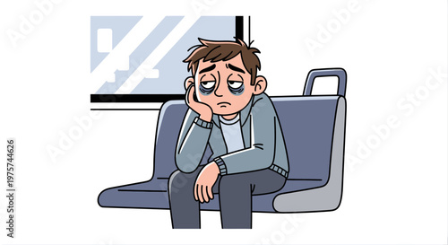 Tired person sitting on a seat illustration