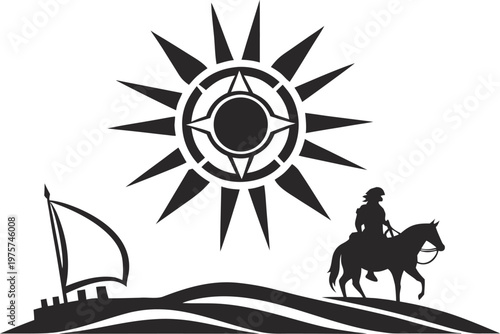 Mediterranean Sun Symbol Icon – Bright Spanish Weather and Summer Culture Sign