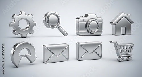 Silver icons set for web and mobile