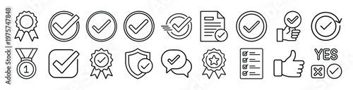 Collection of checkmark icons for approval and validation purposes