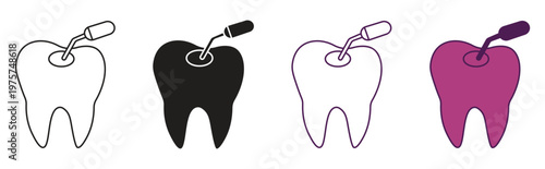 Tooth filling icon set, vector illustration.