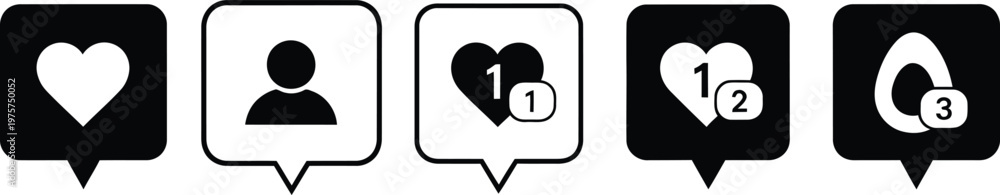 Φωτογραφία Five smartphone screens displaying black and white emoji and numerical icons