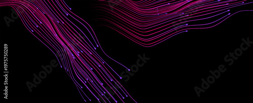 Dynamic Motion Lines with Neon Pink and Purple Gradients on Dark Background, Suit for banner, web, brochure, pamflet and presentation