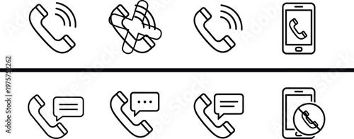 Communication icons handsets smartphones and messaging in black and white