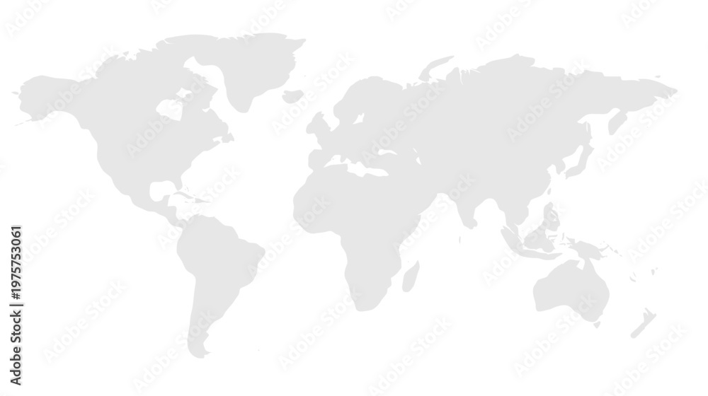 Obraz premium Minimalist Light Gray World Map Silhouette for Simple Clean Design
